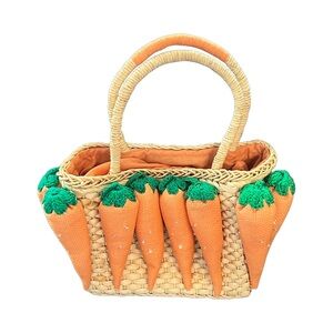 Quirky one of a kind carrot straw bag